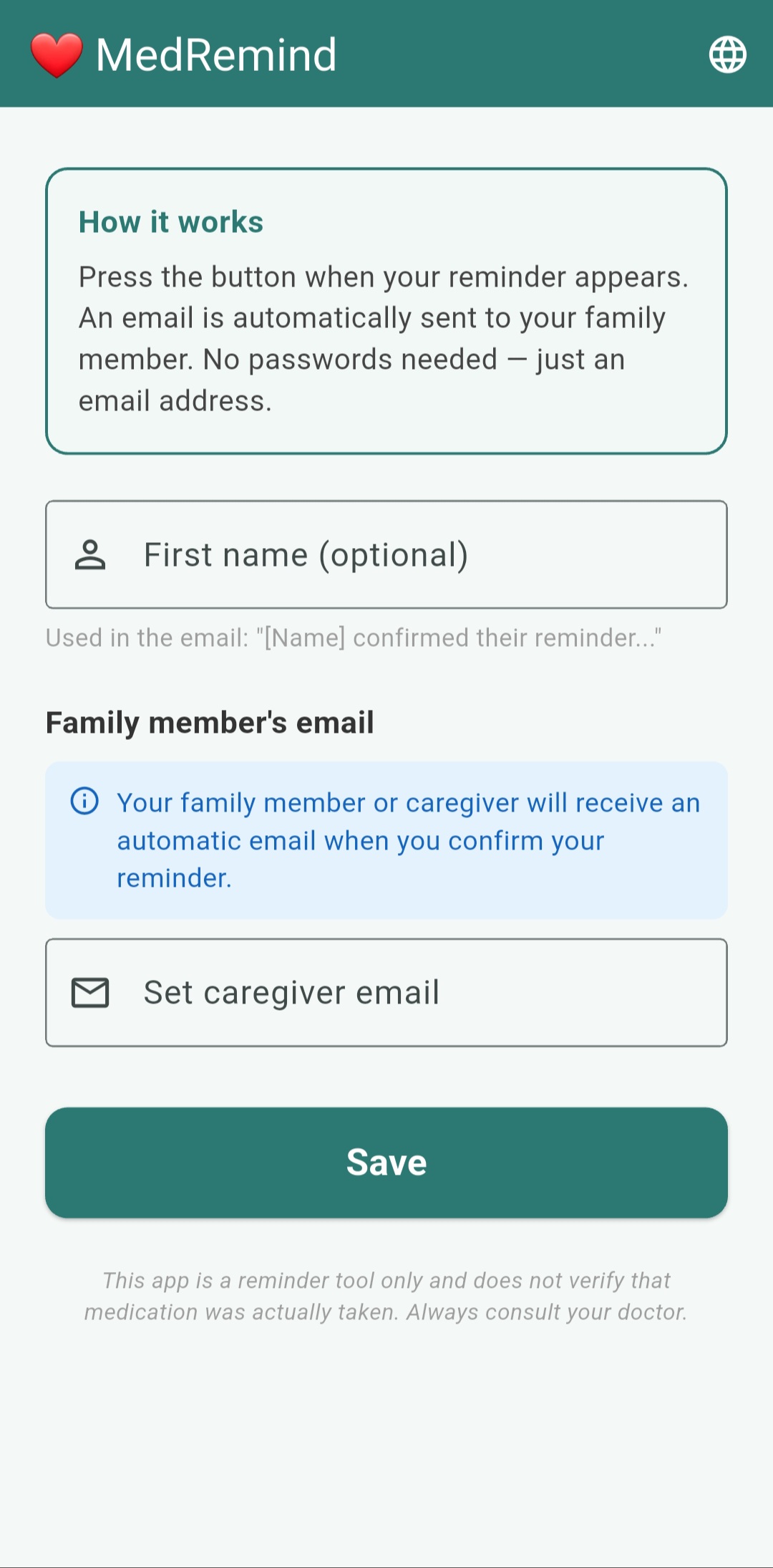 English setup screen